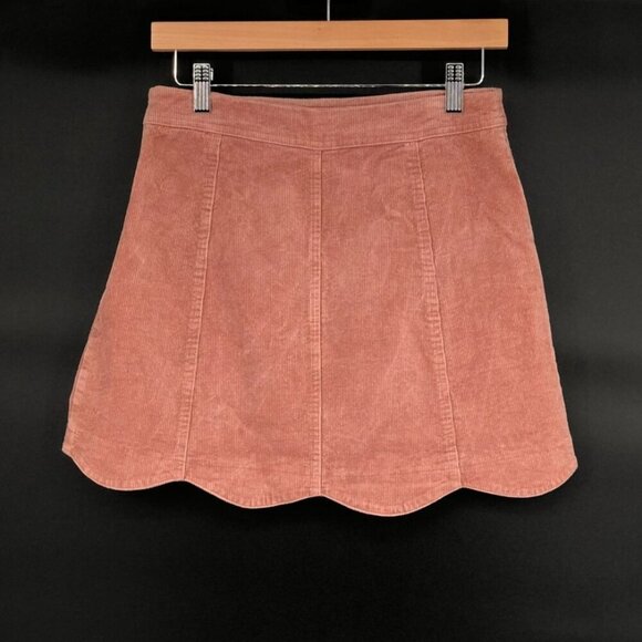 Altar'd State Dresses & Skirts - Alter'd State Womens Corduroy Scalloped Hem Mini Skirt S Pink Coquette Soft Girl